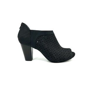 GIANI BERNINI Annilee Gray Perforated Leather Peep Toe Ankle Booties Size 8.5